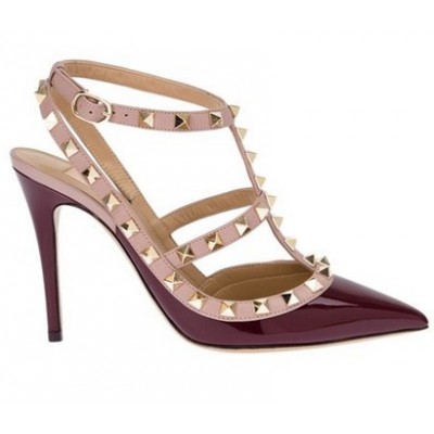 Valentino Rockstud Bordo Topuklu Ayakkabı / 10 mm 